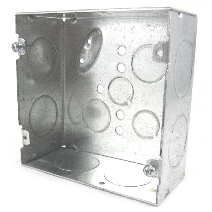 Thomas & Betts Steel City® 72171-1 Outlet Box, Steel, 42 cu-in Capacity, 1 Outlets, 13 Knockouts, 4-11/16 in H x 4-11/16 in W x 2-1/8 in D